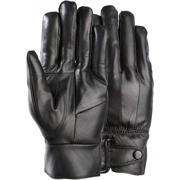 Men's Black Winter Full finger Sheep Skin Lined Driving Genuine Leather Gloves - Picture 1 of 7